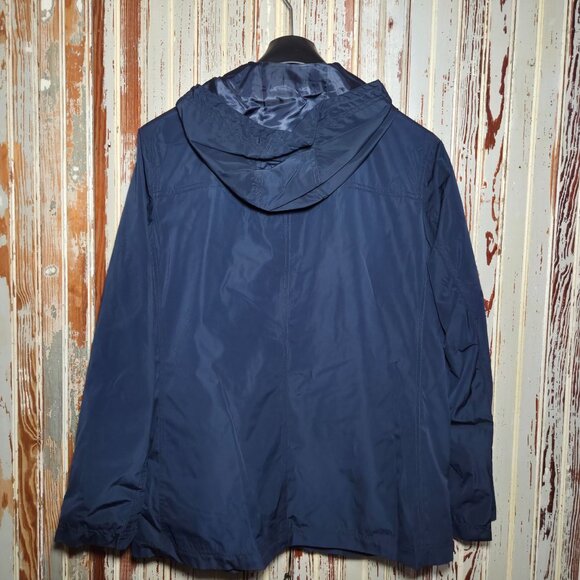 New Cole Haan Mens Hooded Rain Jacket T40143 Medium Navy Polyester - Picture 8 of 9